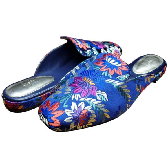 Joie Shoes - JOIE Jean Cobalt Blue Floral Embroidered Mule Size 37 (7)